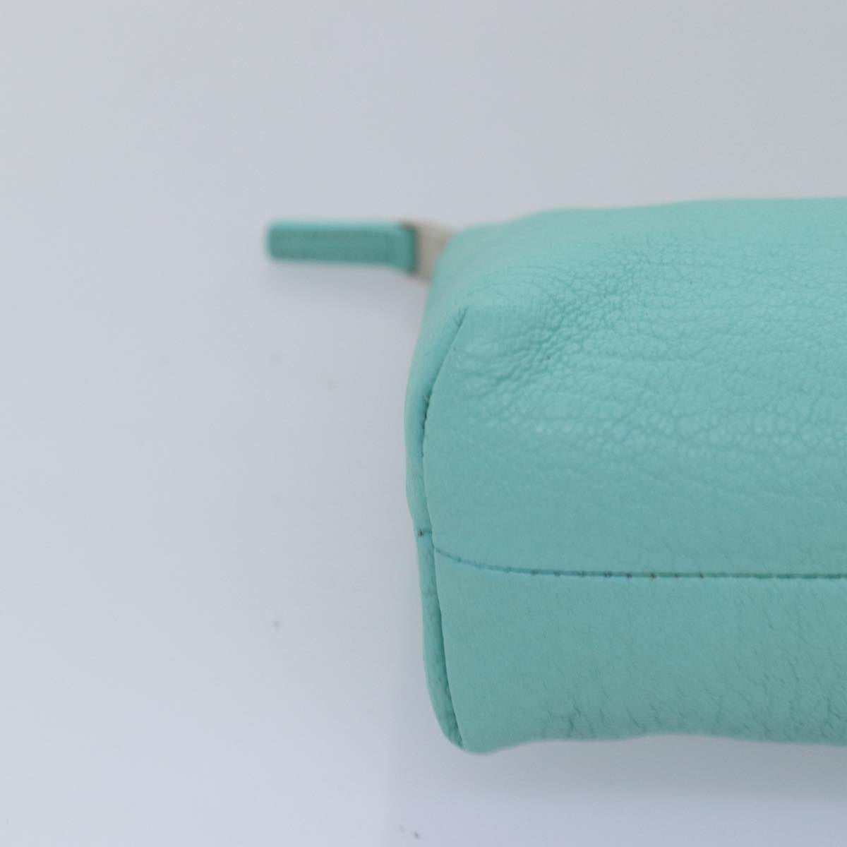 TIFFANY&Co. Pouch Leather Turquoise Blue Auth 74823