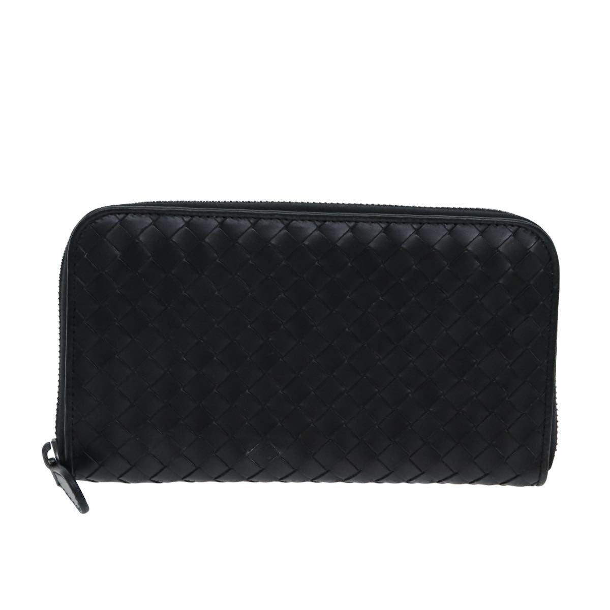 BOTTEGA VENETA INTRECCIATO Long Wallet Leather Black Auth 74890