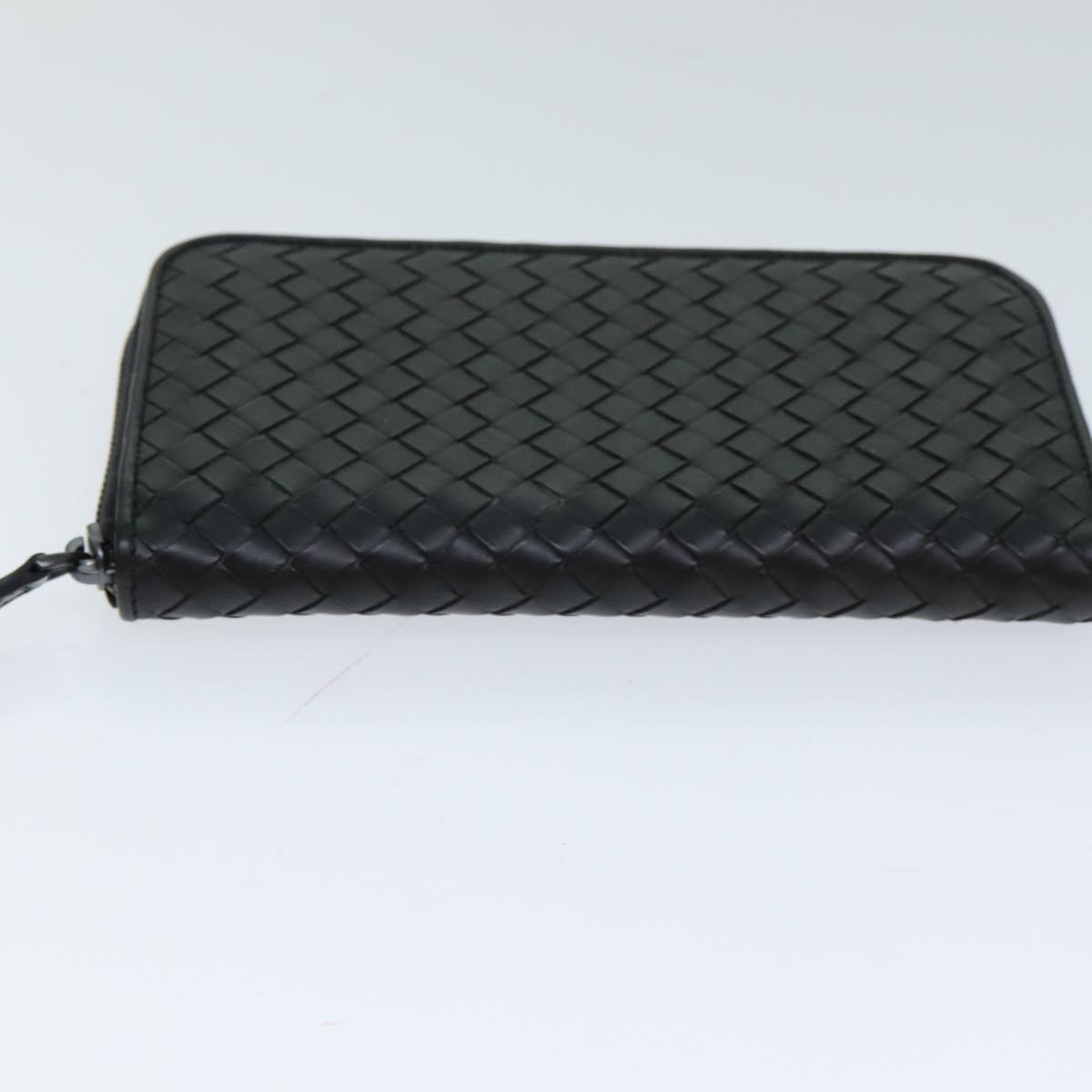 BOTTEGA VENETA INTRECCIATO Long Wallet Leather Black Auth 74890