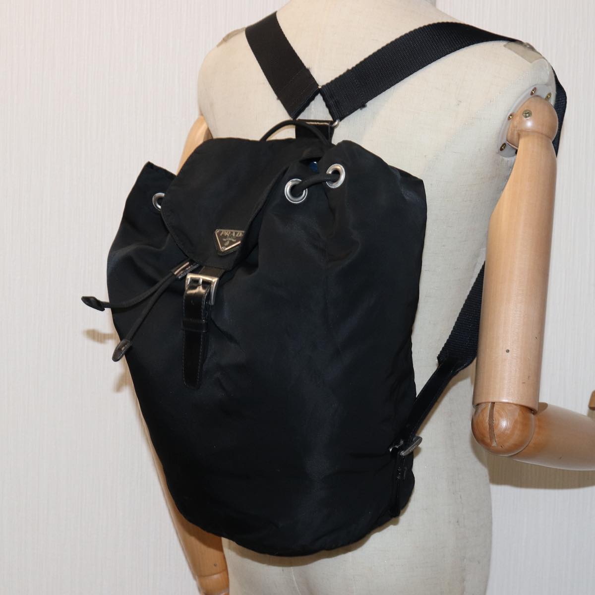 PRADA Backpack Nylon Black Auth 74966