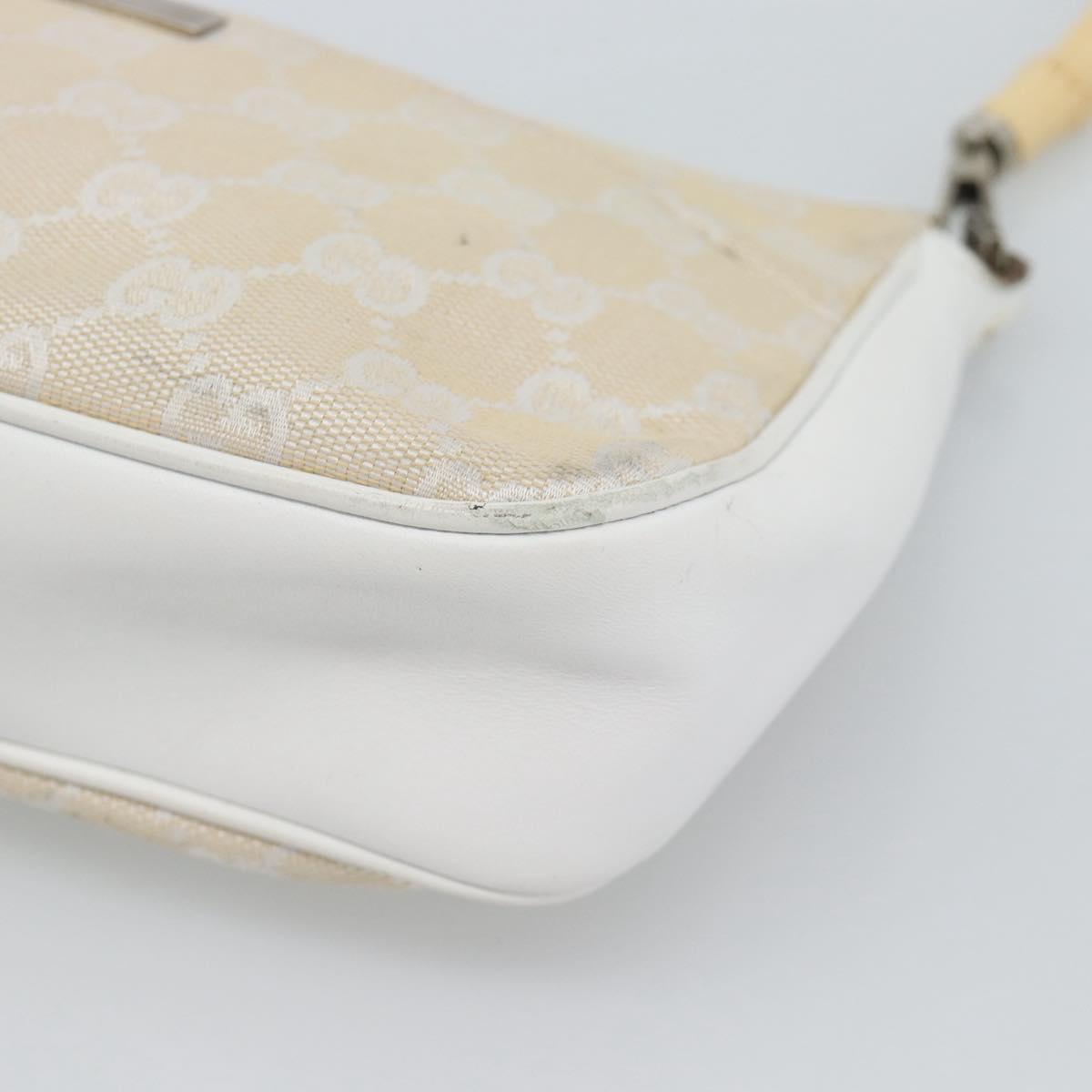 GUCCI Bamboo GG Canvas Hand Bag White Silver 001 3870 Auth 74977