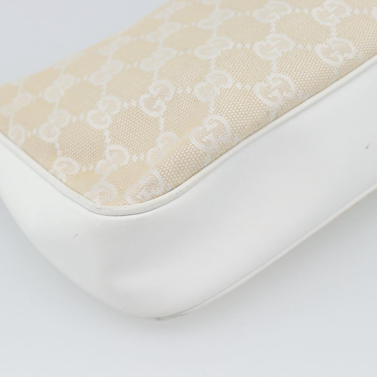 GUCCI Bamboo GG Canvas Hand Bag White Silver 001 3870 Auth 74977
