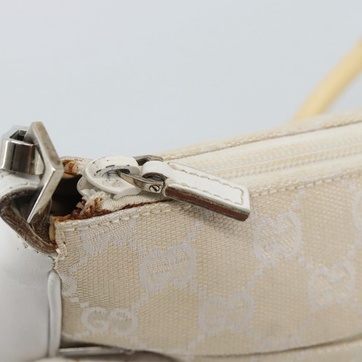 GUCCI Bamboo GG Canvas Hand Bag White Silver 001 3870 Auth 74977