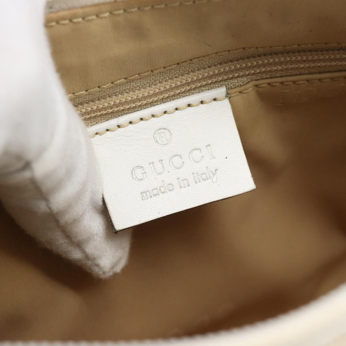 GUCCI Bamboo GG Canvas Hand Bag White Silver 001 3870 Auth 74977