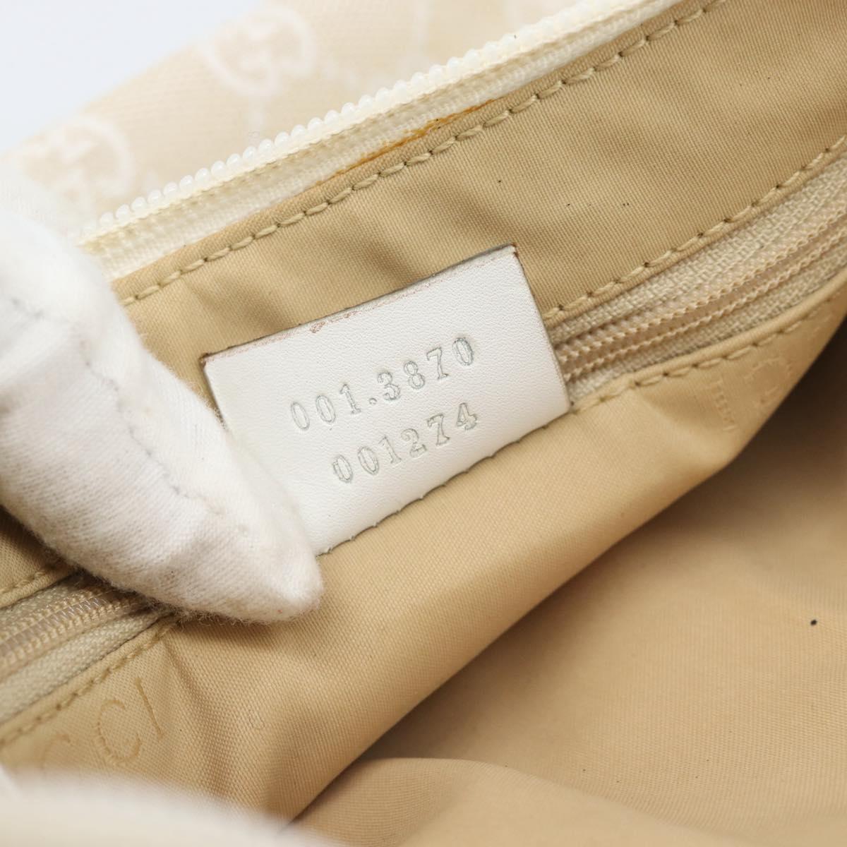 GUCCI Bamboo GG Canvas Hand Bag White Silver 001 3870 Auth 74977