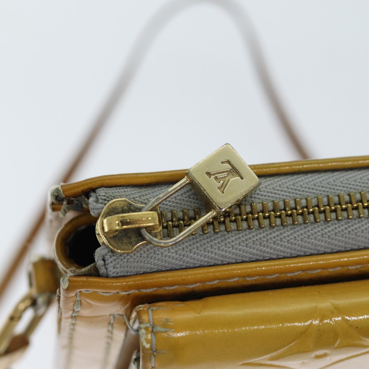 LOUIS VUITTON Monogram Vernis Motto Accessory Pouch Gris M91030 LV Auth 75041