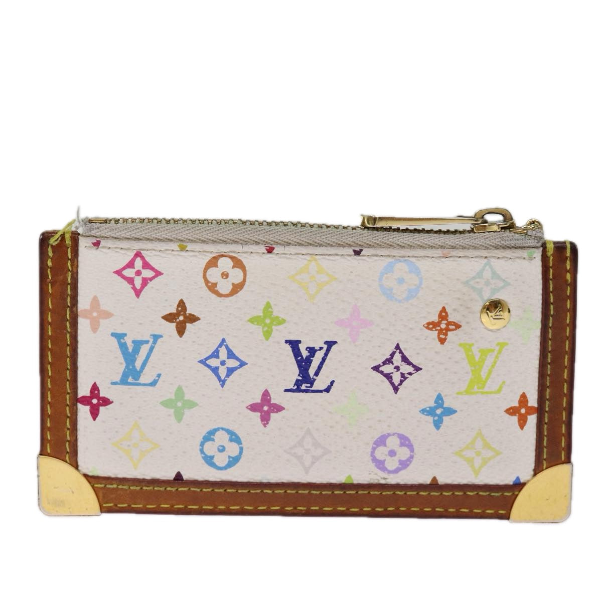 LOUIS VUITTON Monogram Multicolor Pochette Cles Purse White M92655 Auth 75047