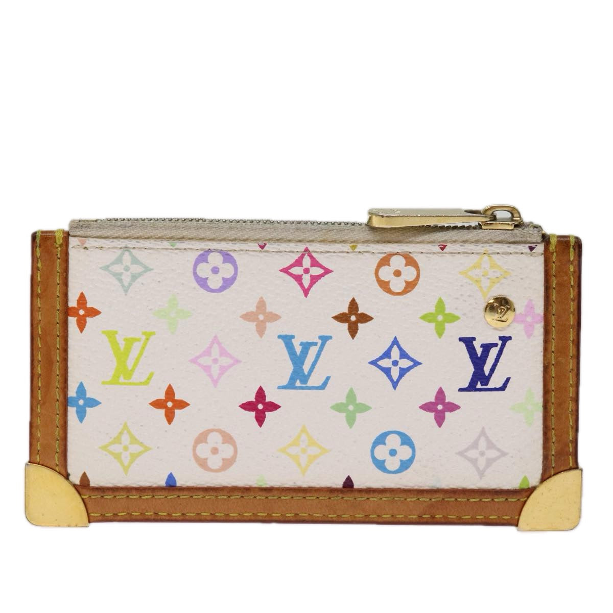 LOUIS VUITTON Monogram Multicolor Pochette Cles Purse White M92655 Auth 75048