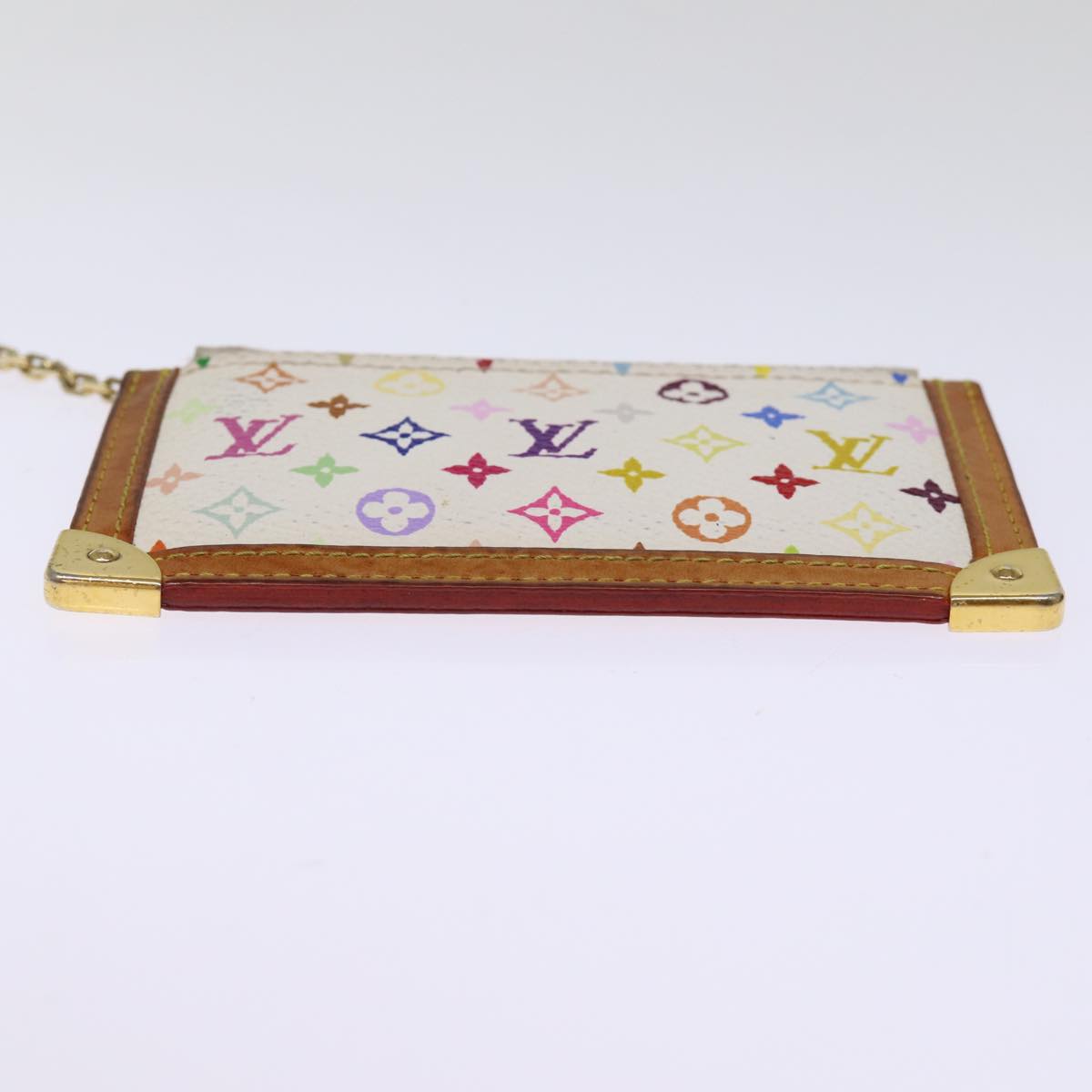 LOUIS VUITTON Monogram Multicolor Pochette Cles Purse White M92655 Auth 75048