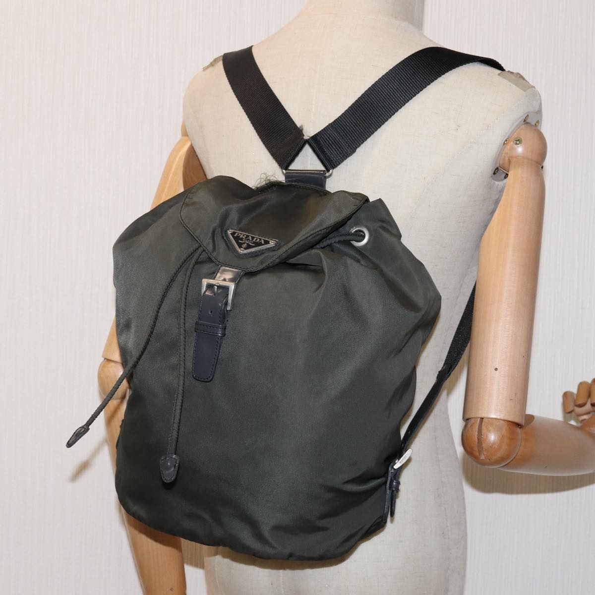 PRADA Backpack Nylon Khaki Auth 75124