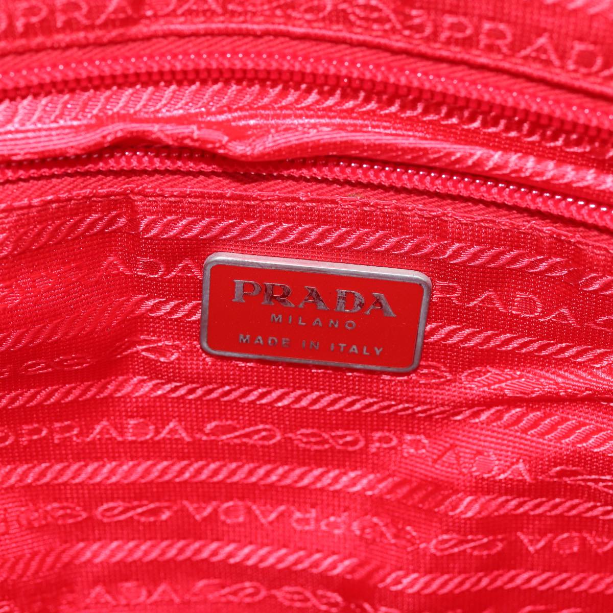 PRADA Sports Tote Bag Canvas Red Beige Auth 75127