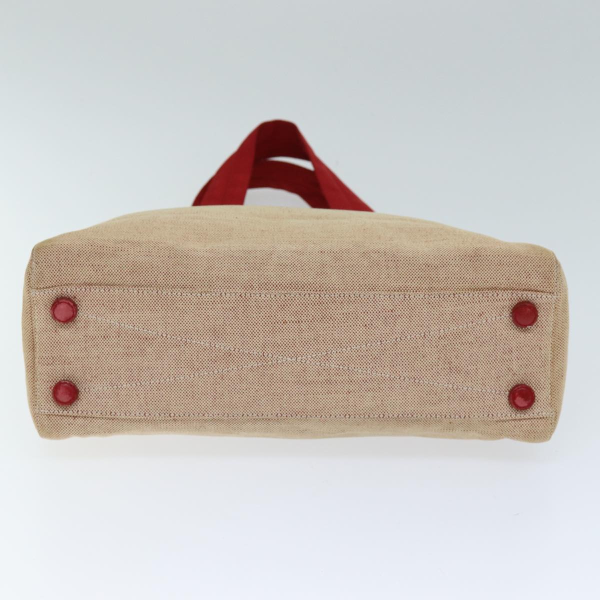 PRADA Sports Tote Bag Canvas Red Beige Auth 75127