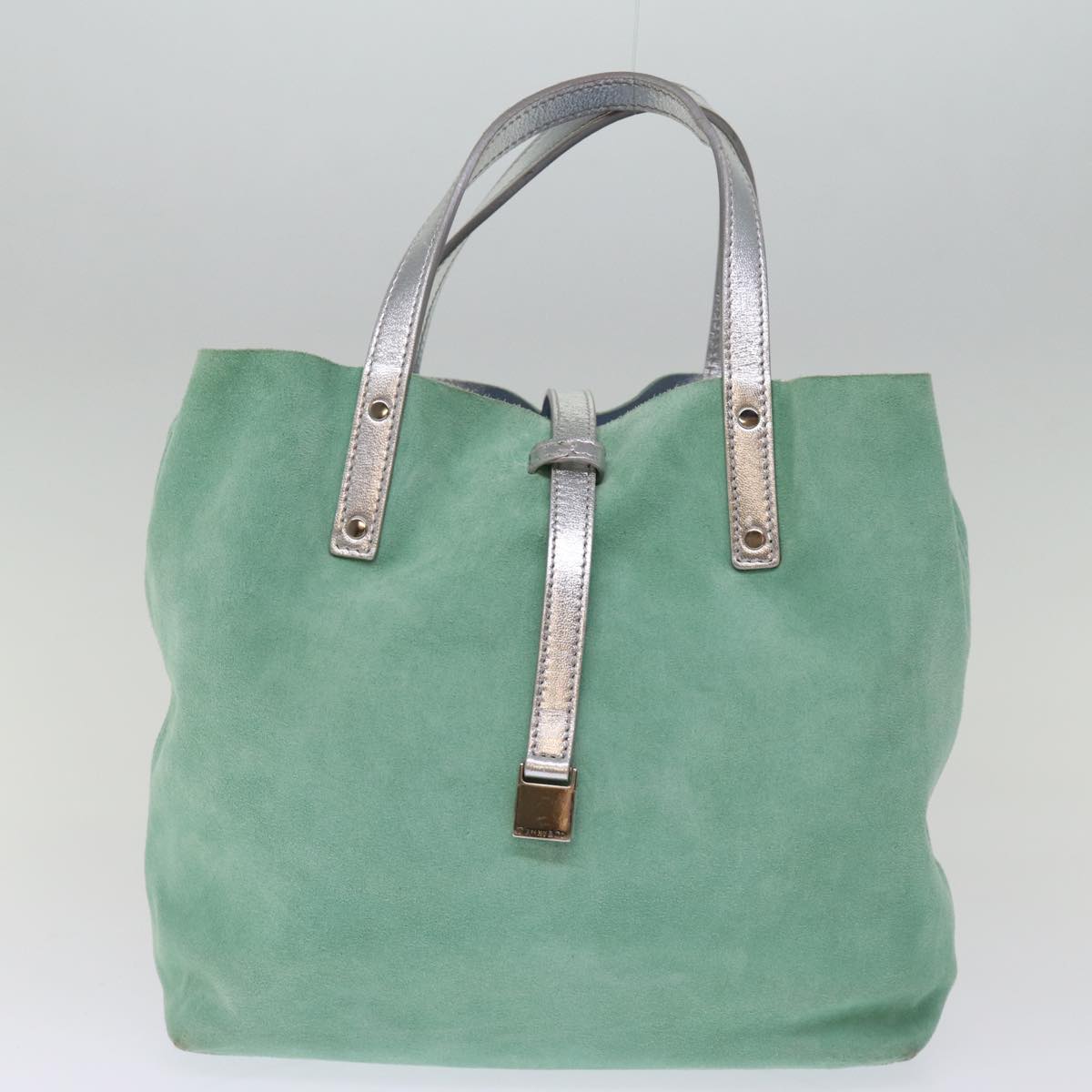 TIFFANY&Co. Hand Bag Suede Light Blue Auth 75135