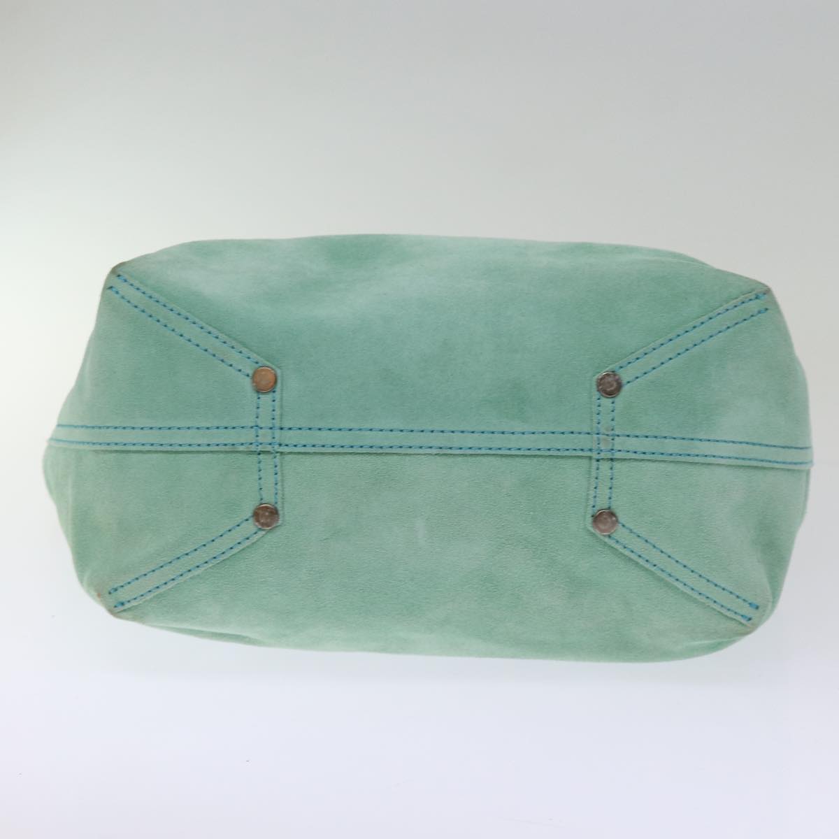 TIFFANY&Co. Hand Bag Suede Light Blue Auth 75135