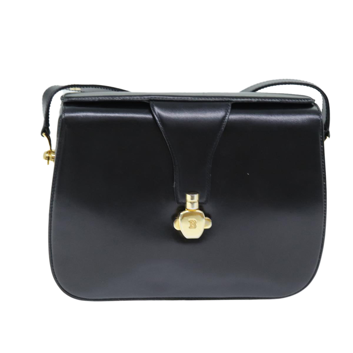 BALLY Shoulder Bag Leather Black Auth 75138