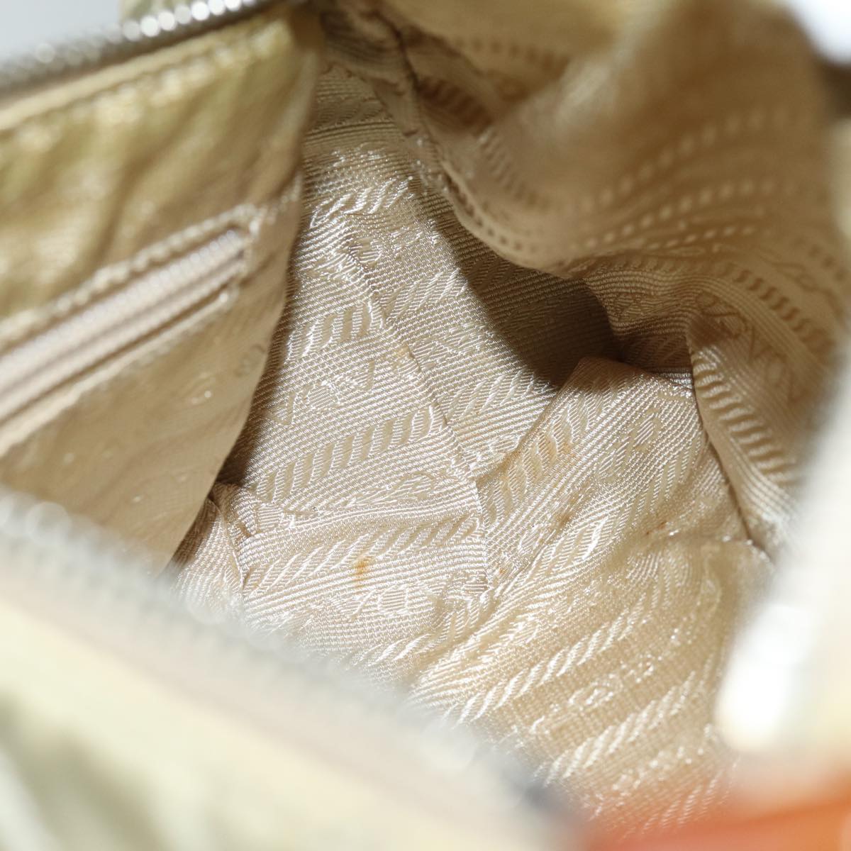 PRADA Shoulder Bag Nylon Enamel Beige Brown Auth 75216