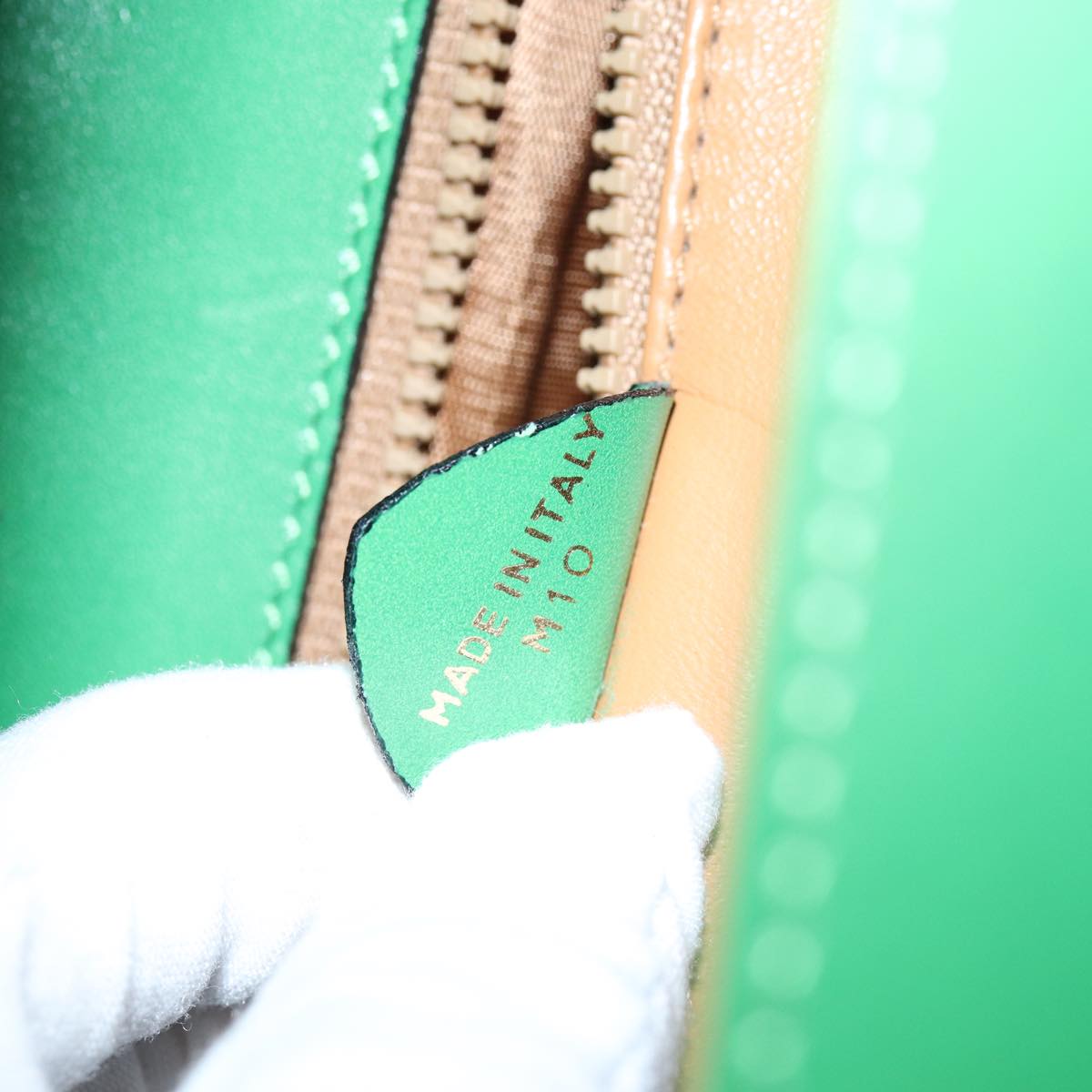 CELINE Shoulder Bag Leather Green Auth 75227AV