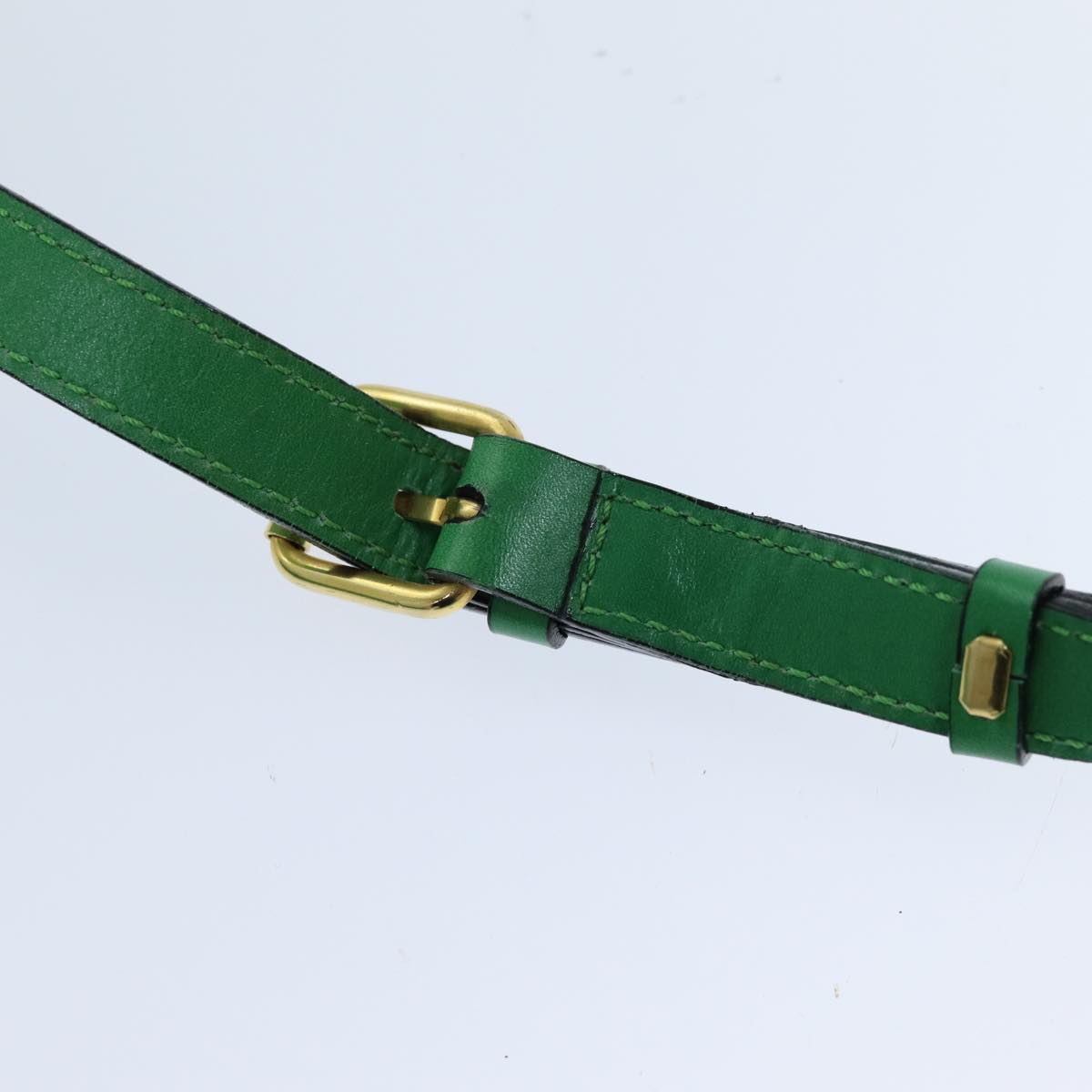 CELINE Shoulder Bag Leather Green Auth 75227AV