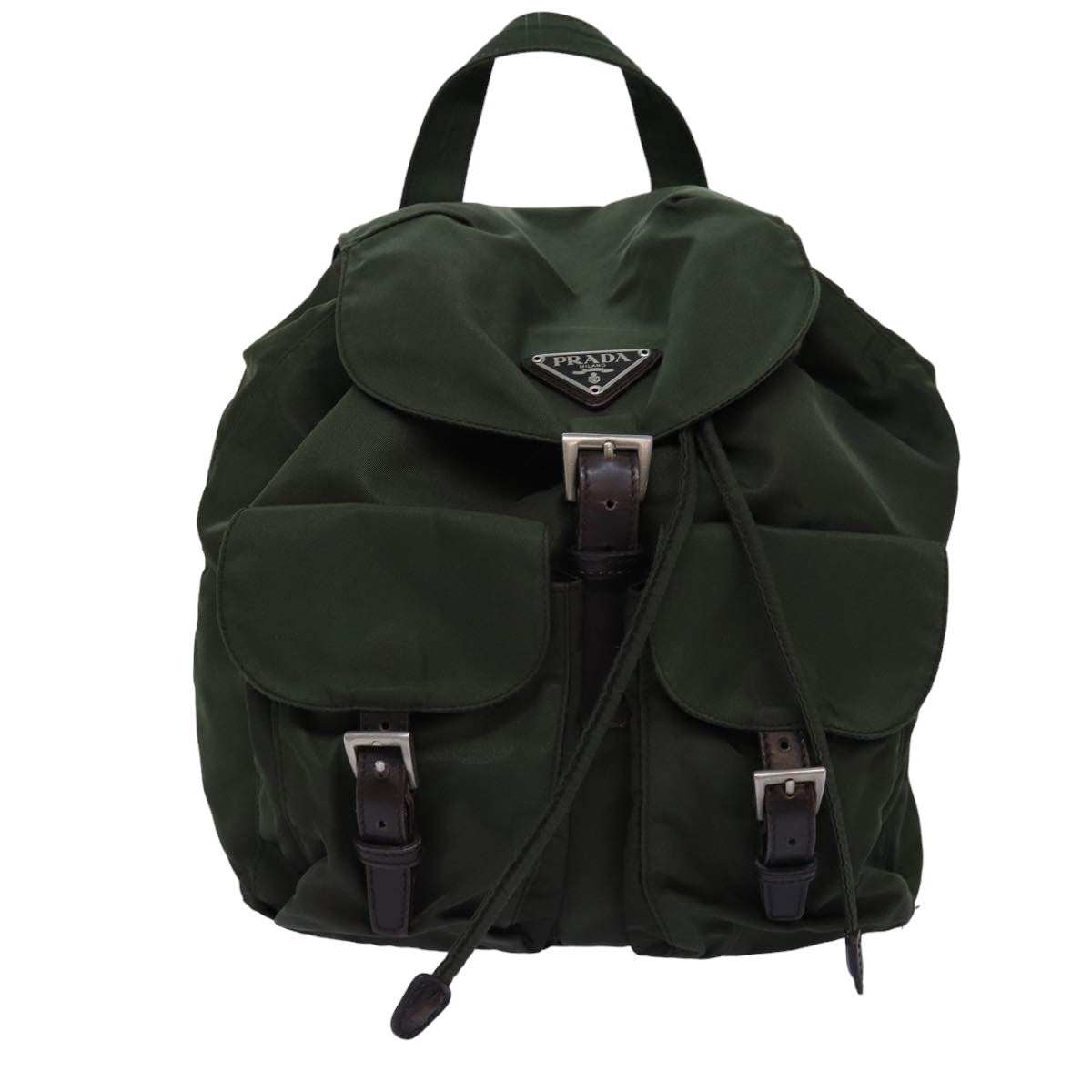 PRADA Backpack Nylon Khaki Auth 75230