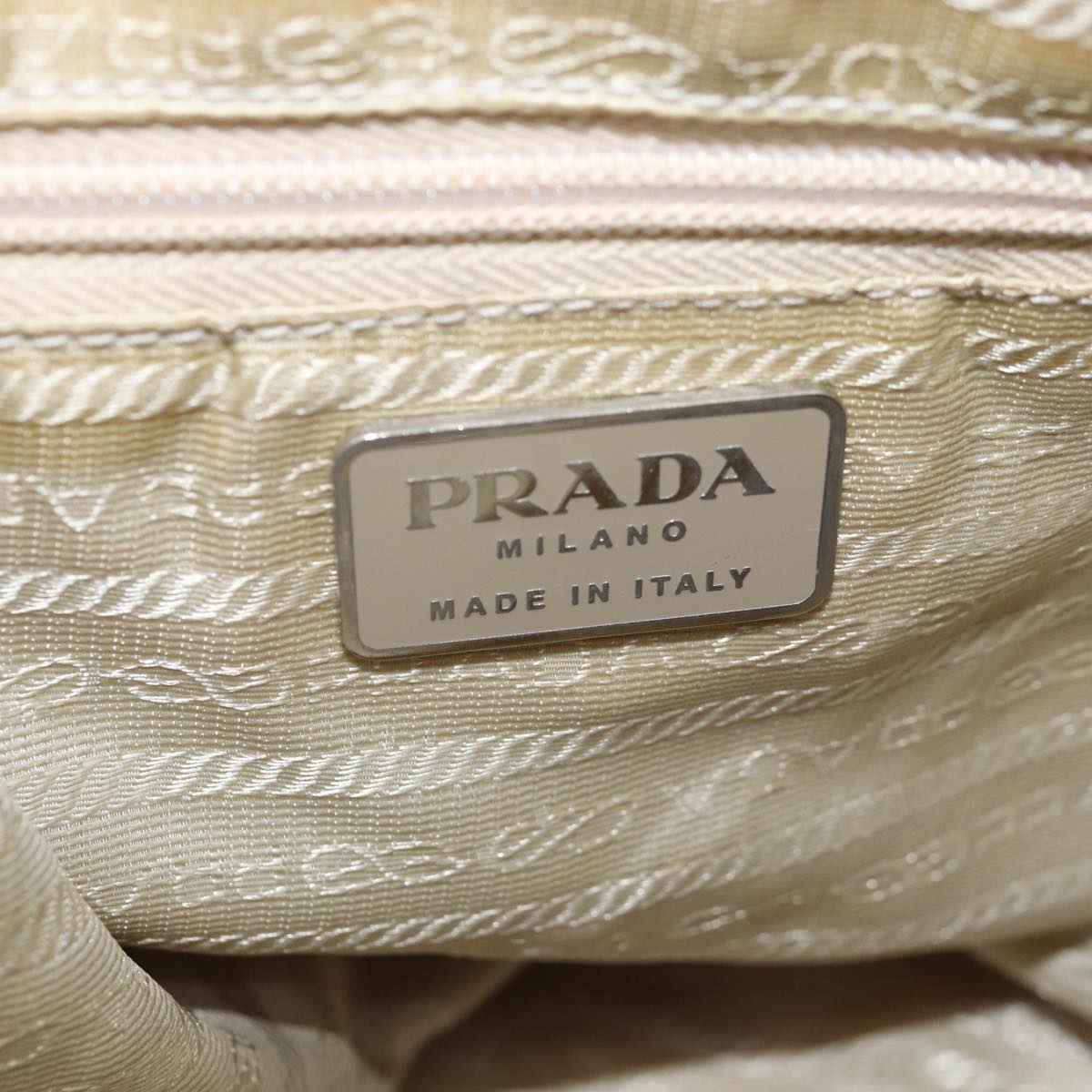 PRADA Backpack Nylon Cream Auth 75231