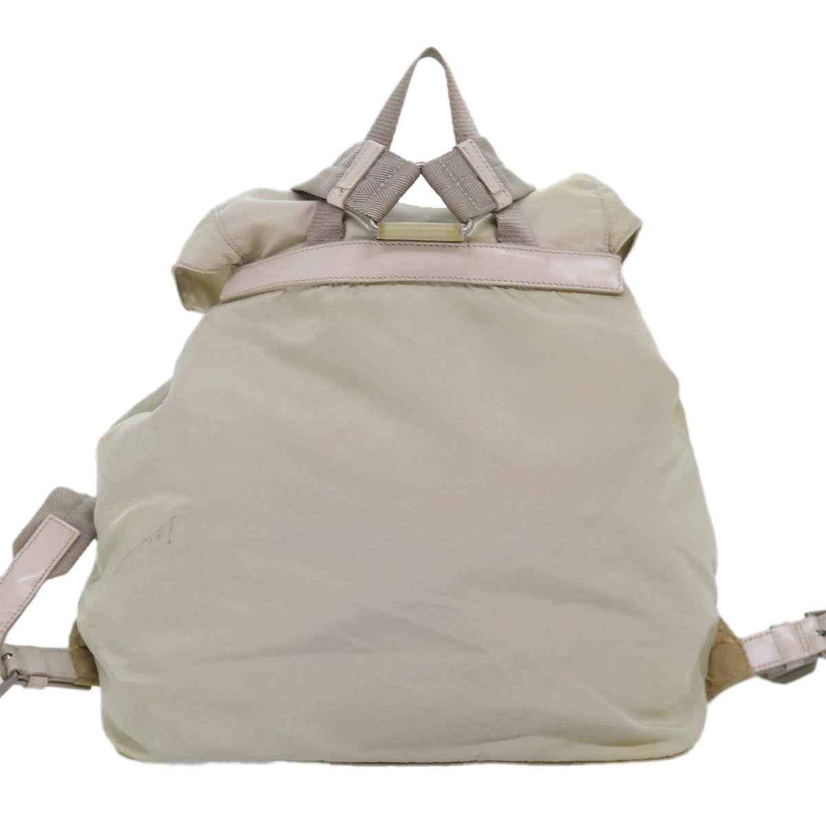 PRADA Backpack Nylon Cream Auth 75231