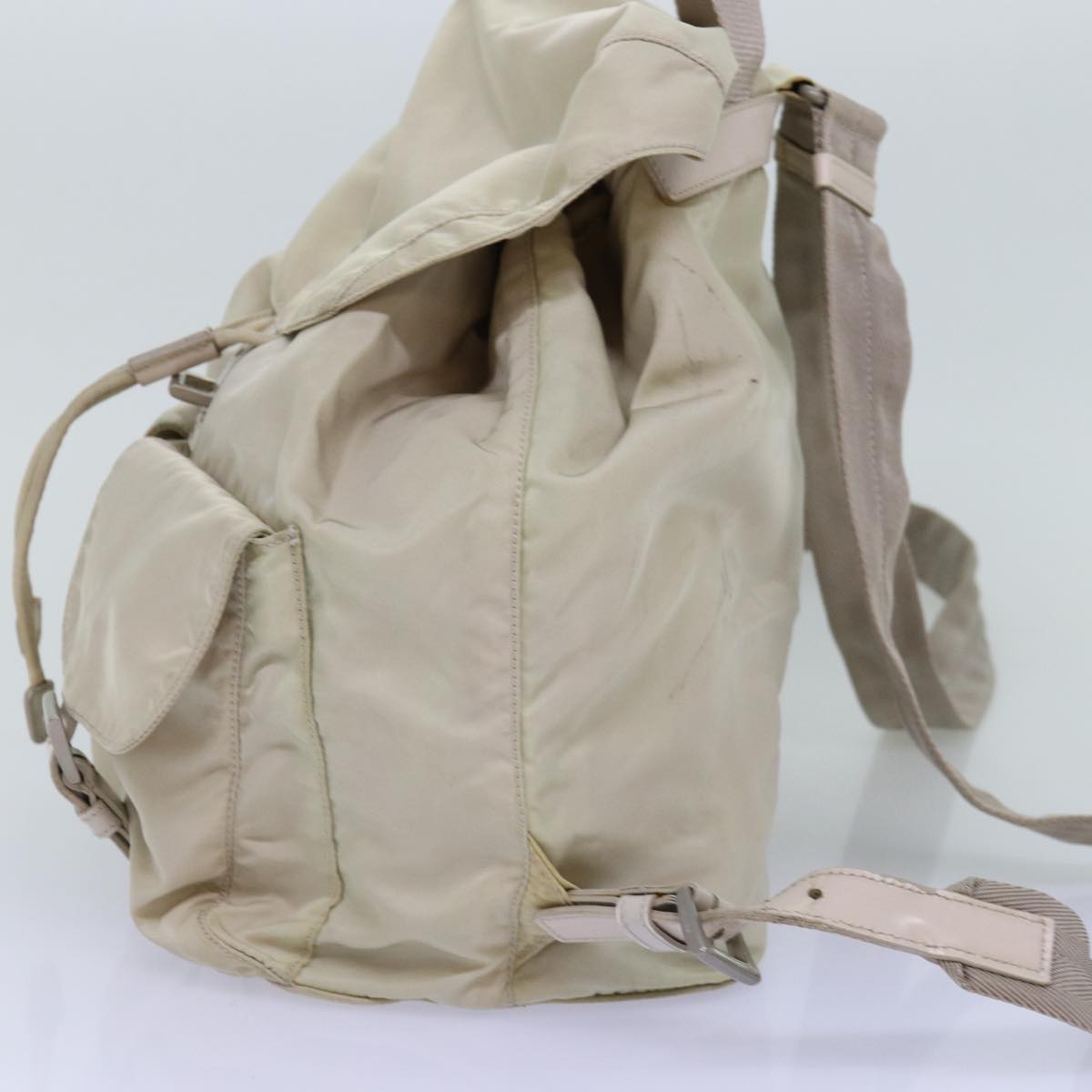 PRADA Backpack Nylon Cream Auth 75231