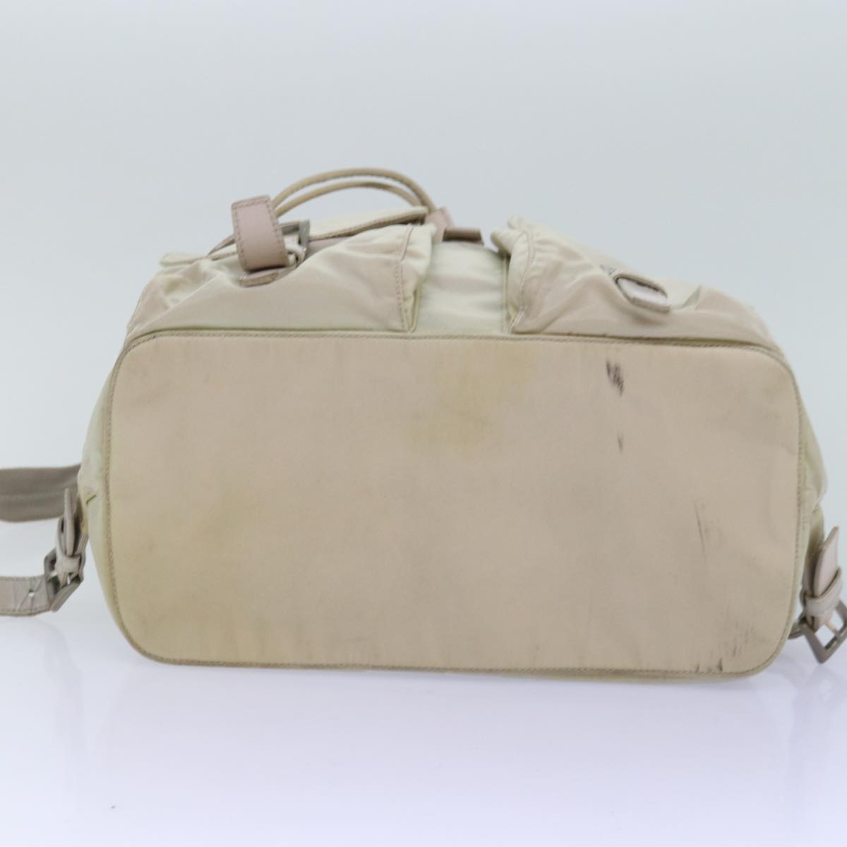 PRADA Backpack Nylon Cream Auth 75231