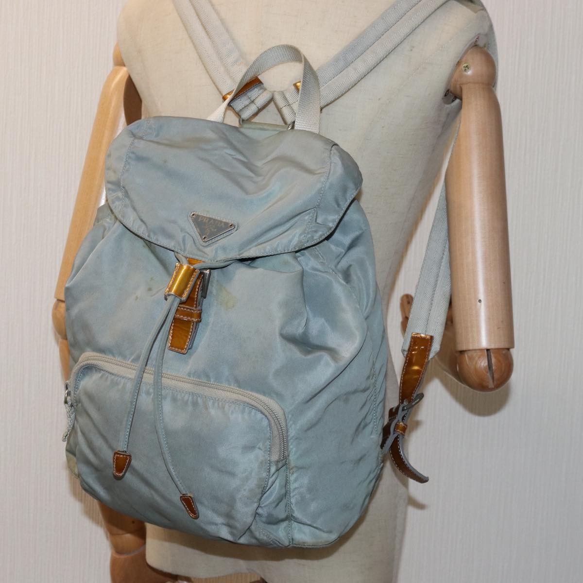 PRADA Backpack Nylon Light Blue Auth 75232