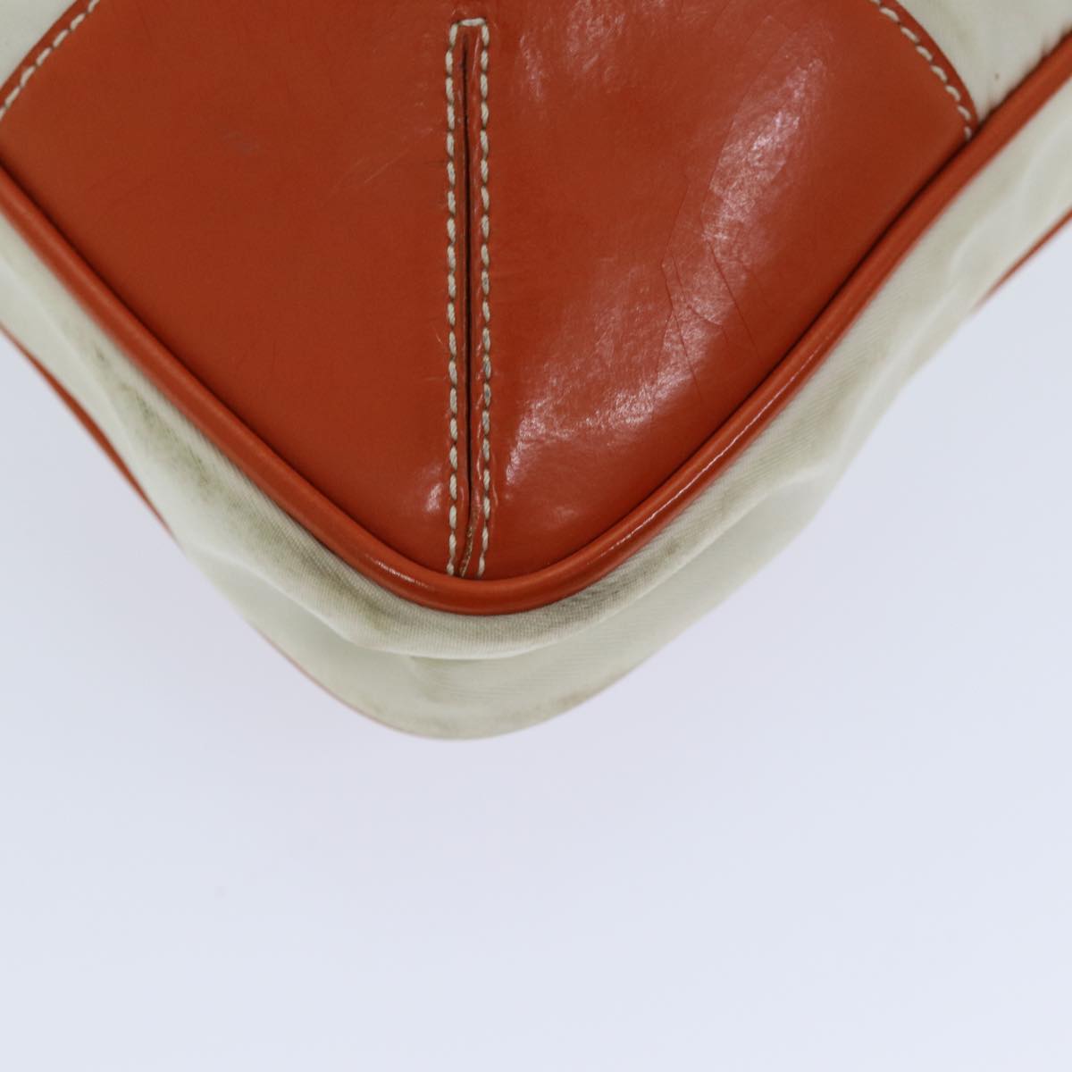 PRADA Tote Bag Nylon Beige Orange Auth 75334