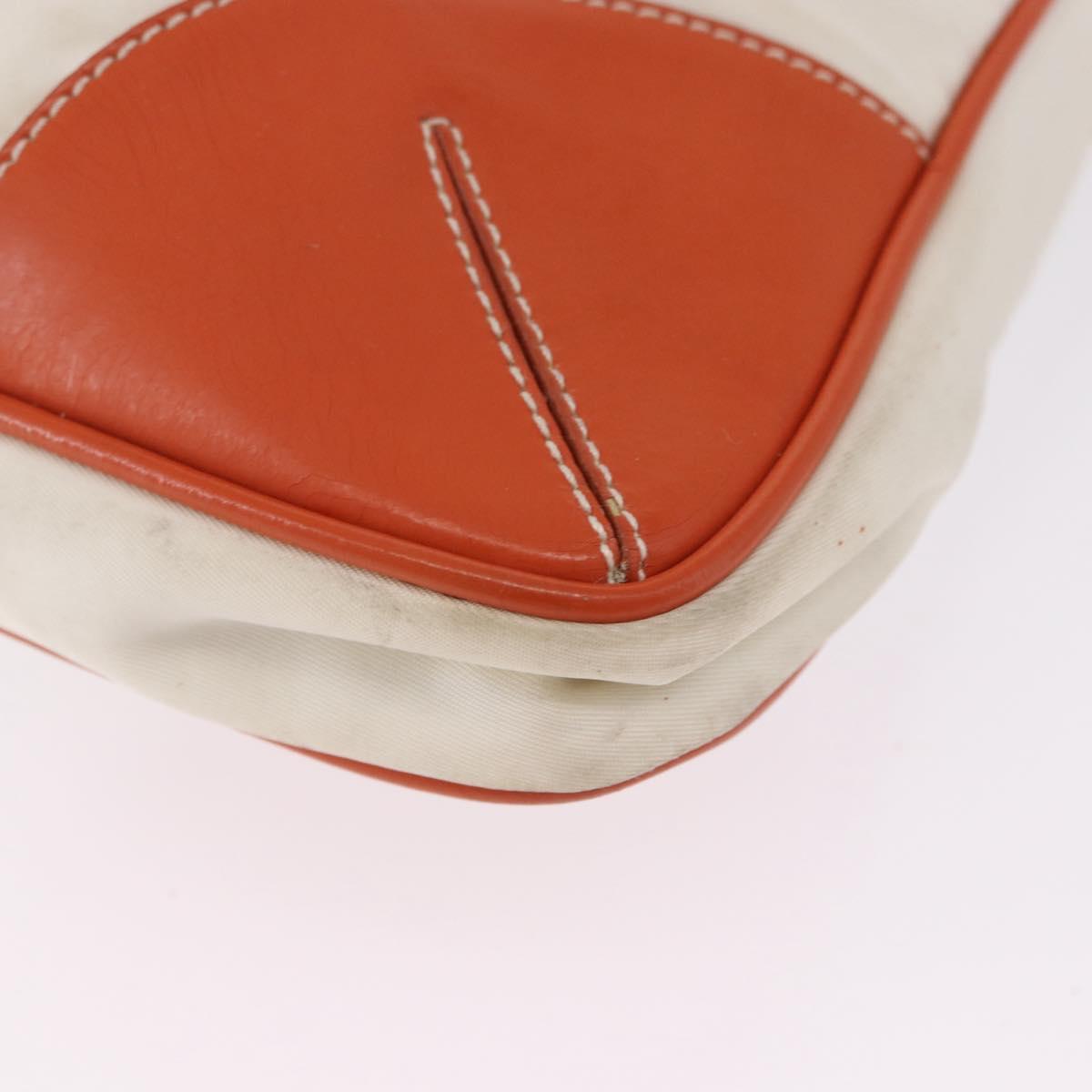 PRADA Tote Bag Nylon Beige Orange Auth 75334