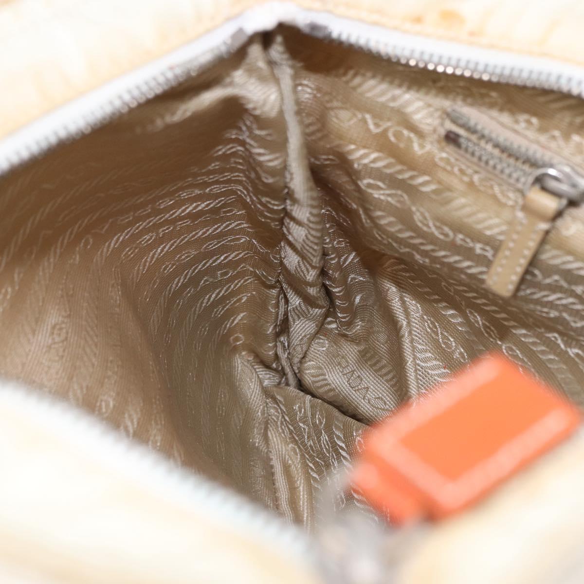 PRADA Tote Bag Nylon Beige Orange Auth 75334