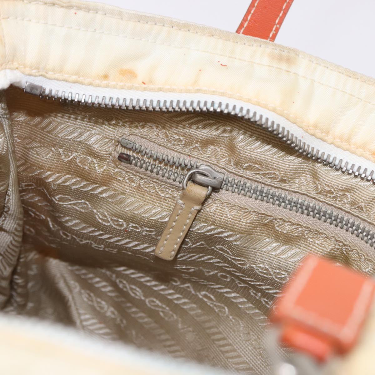 PRADA Tote Bag Nylon Beige Orange Auth 75334