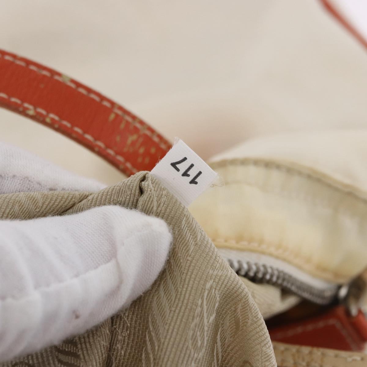 PRADA Tote Bag Nylon Beige Orange Auth 75334