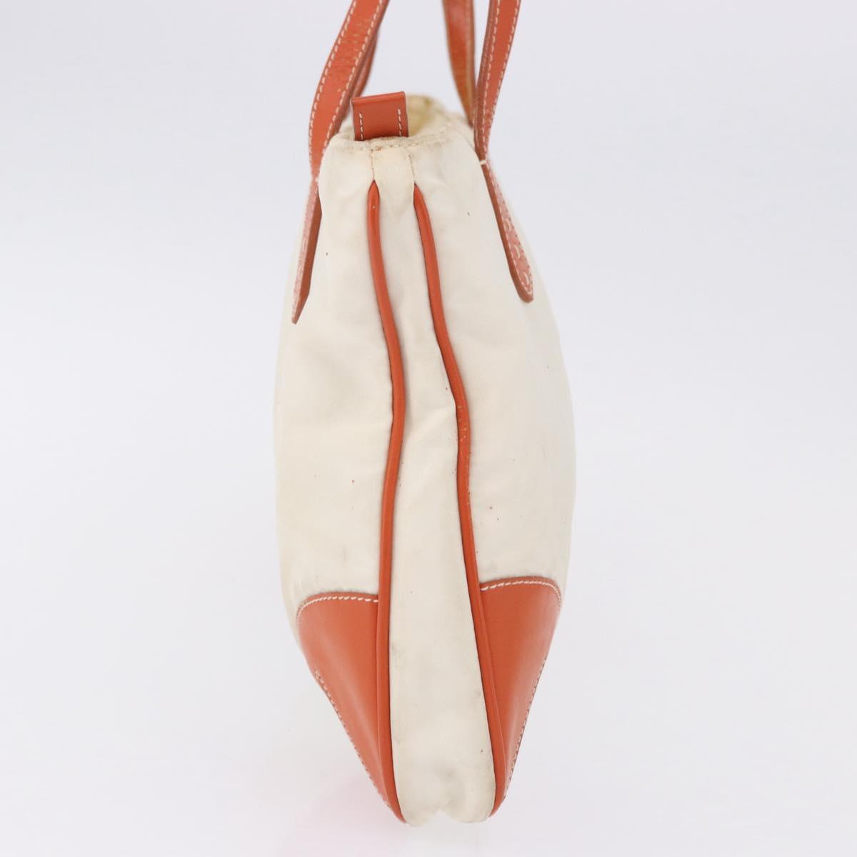 PRADA Tote Bag Nylon Beige Orange Auth 75334