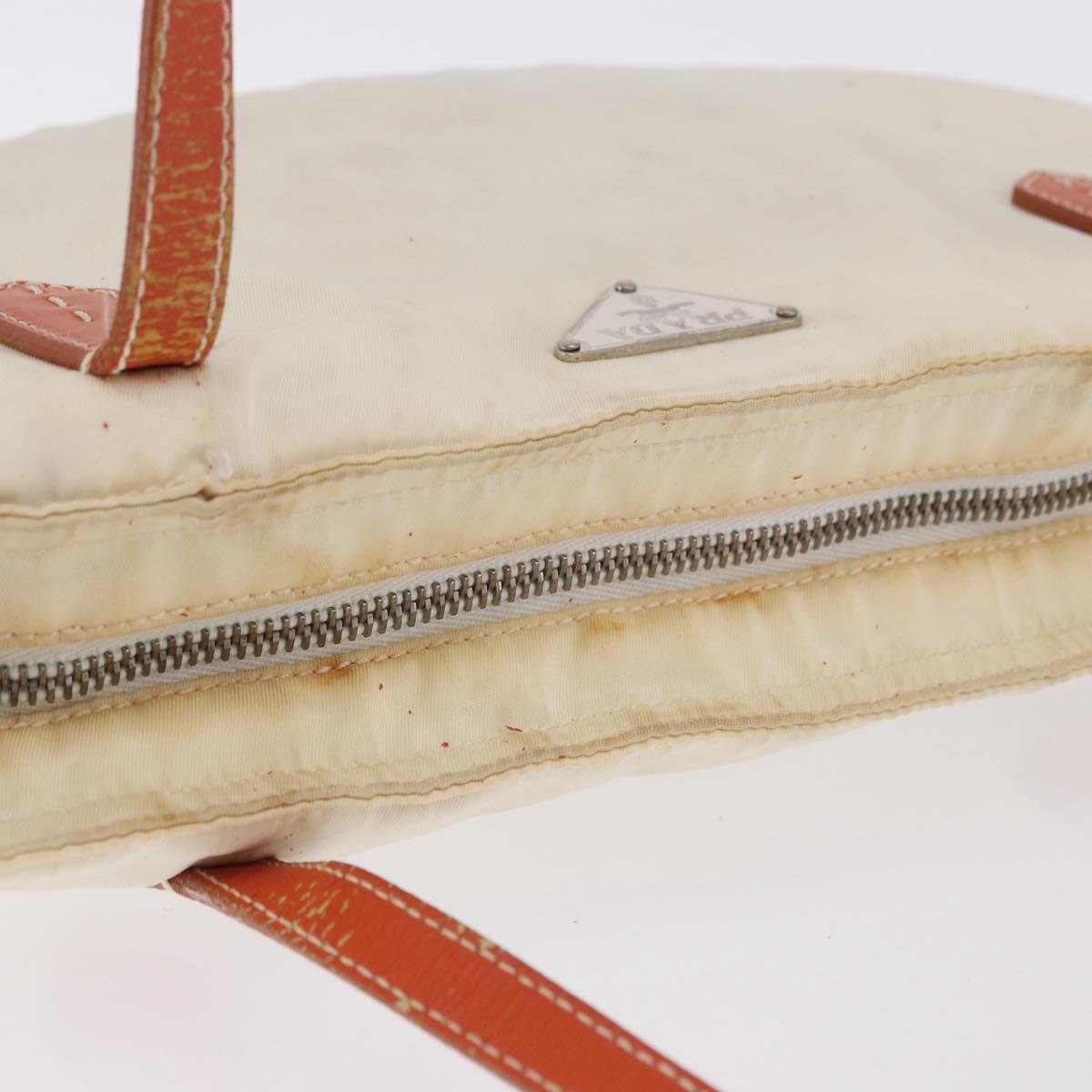 PRADA Tote Bag Nylon Beige Orange Auth 75334