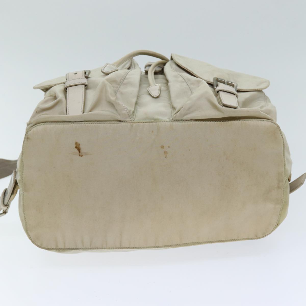 PRADA Backpack Nylon Cream Auth 75340