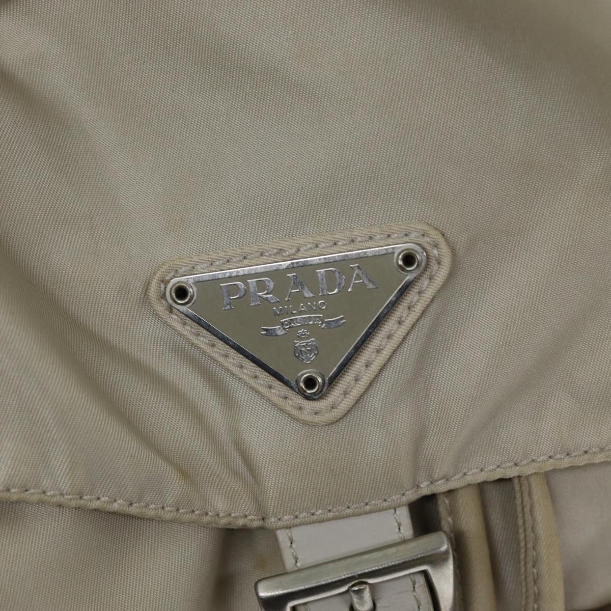 PRADA Backpack Nylon Cream Auth 75340