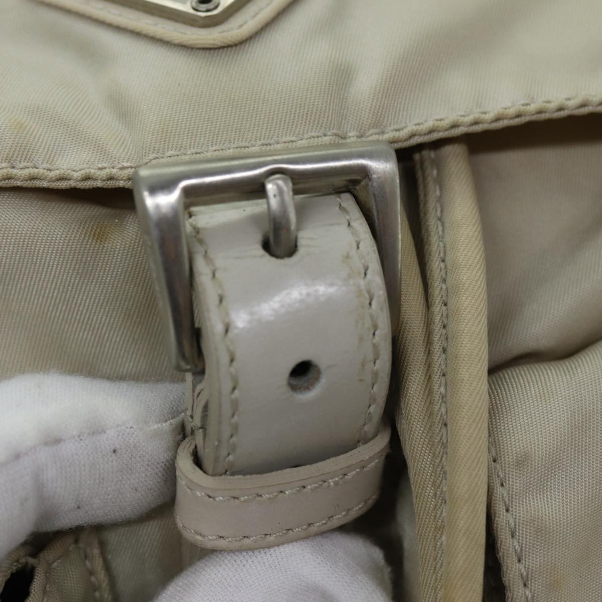 PRADA Backpack Nylon Cream Auth 75340