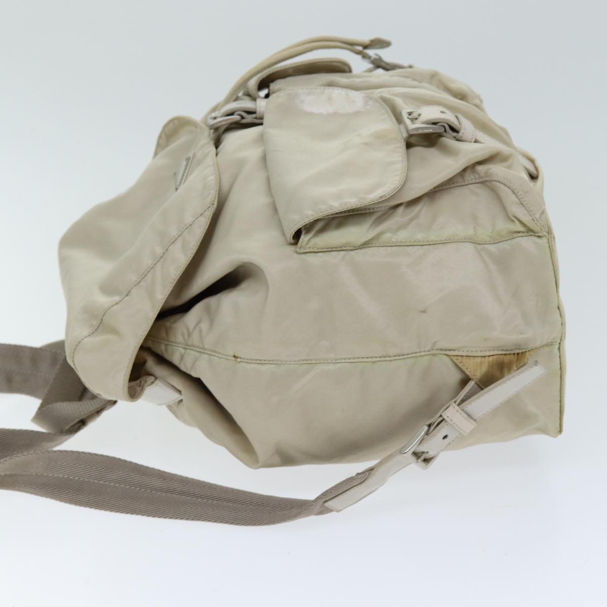 PRADA Backpack Nylon Cream Auth 75340