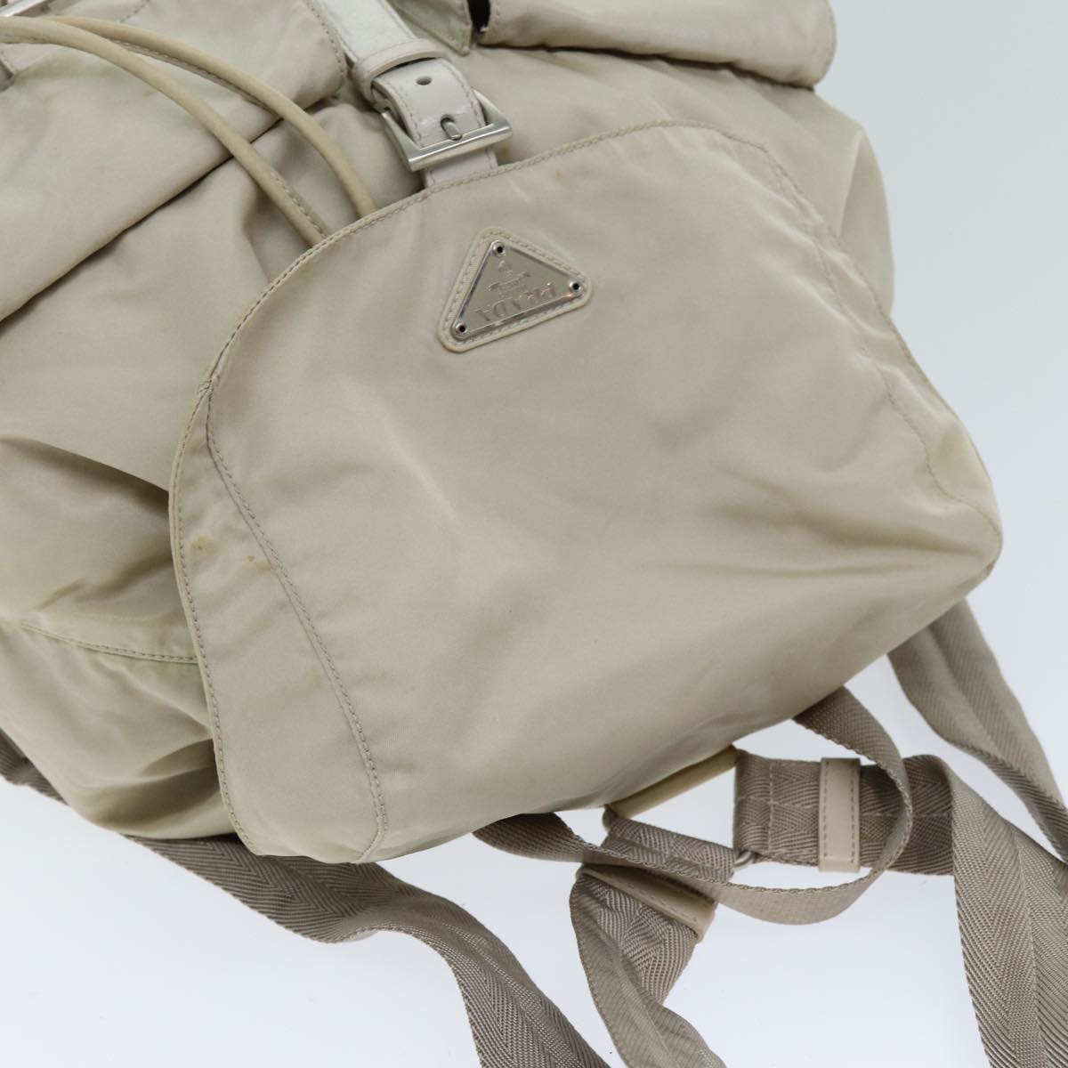 PRADA Backpack Nylon Cream Auth 75340