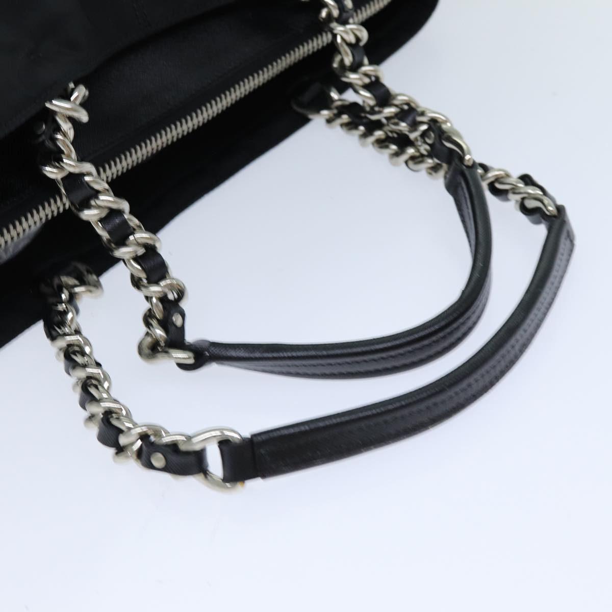 PRADA Tote Bag Nylon Black Auth 75367