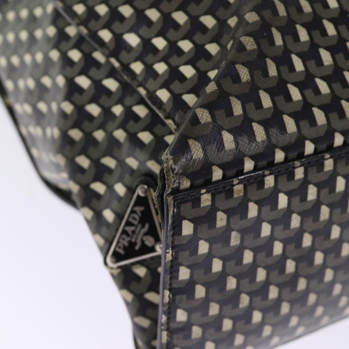 PRADA Tote Bag Safiano leather 2way Black Auth 75371