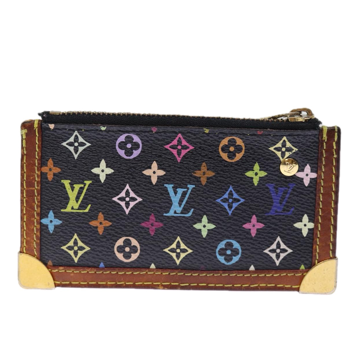 LOUIS VUITTON Monogram Multicolor Pochette Cles Purse Black M92654 Auth 75411