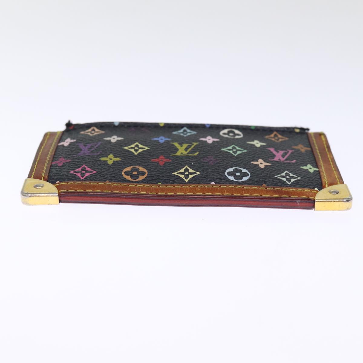 LOUIS VUITTON Monogram Multicolor Pochette Cles Purse Black M92654 Auth 75411