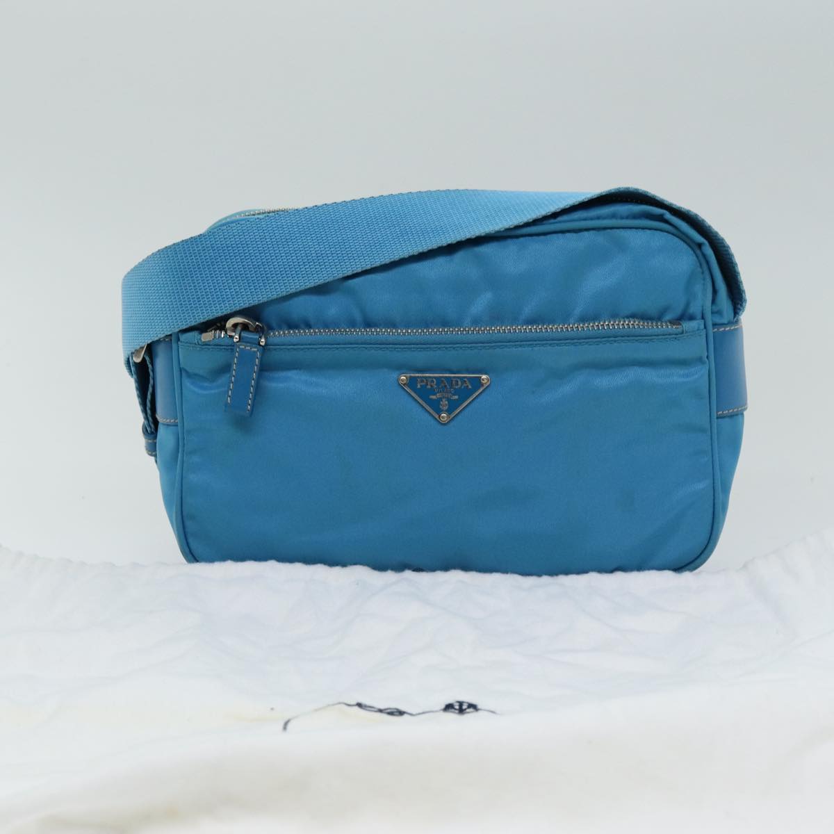 PRADA Shoulder Bag Nylon Light Blue Auth 75426V