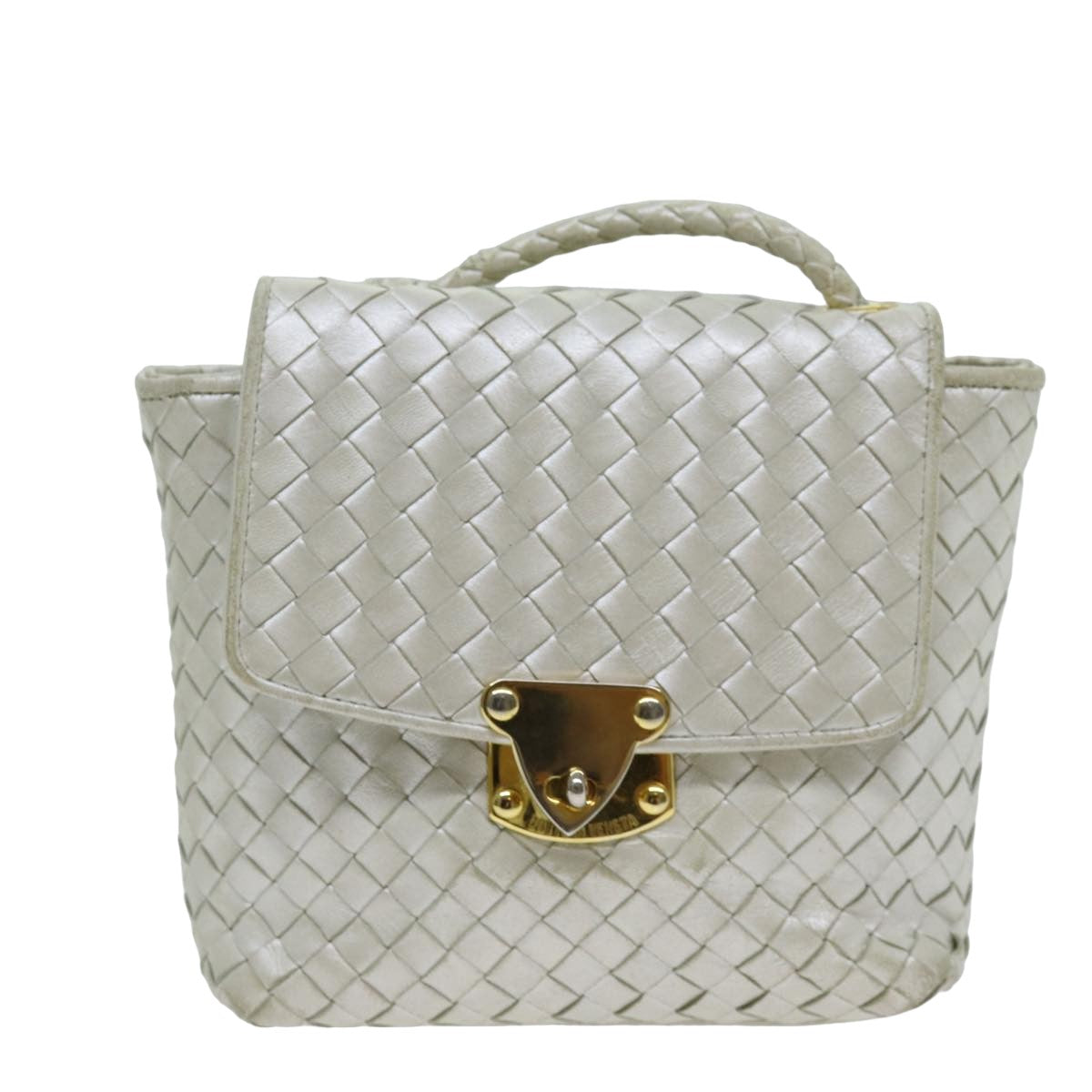 BOTTEGA VENETA INTRECCIATO Shoulder Bag Leather White Auth 75450