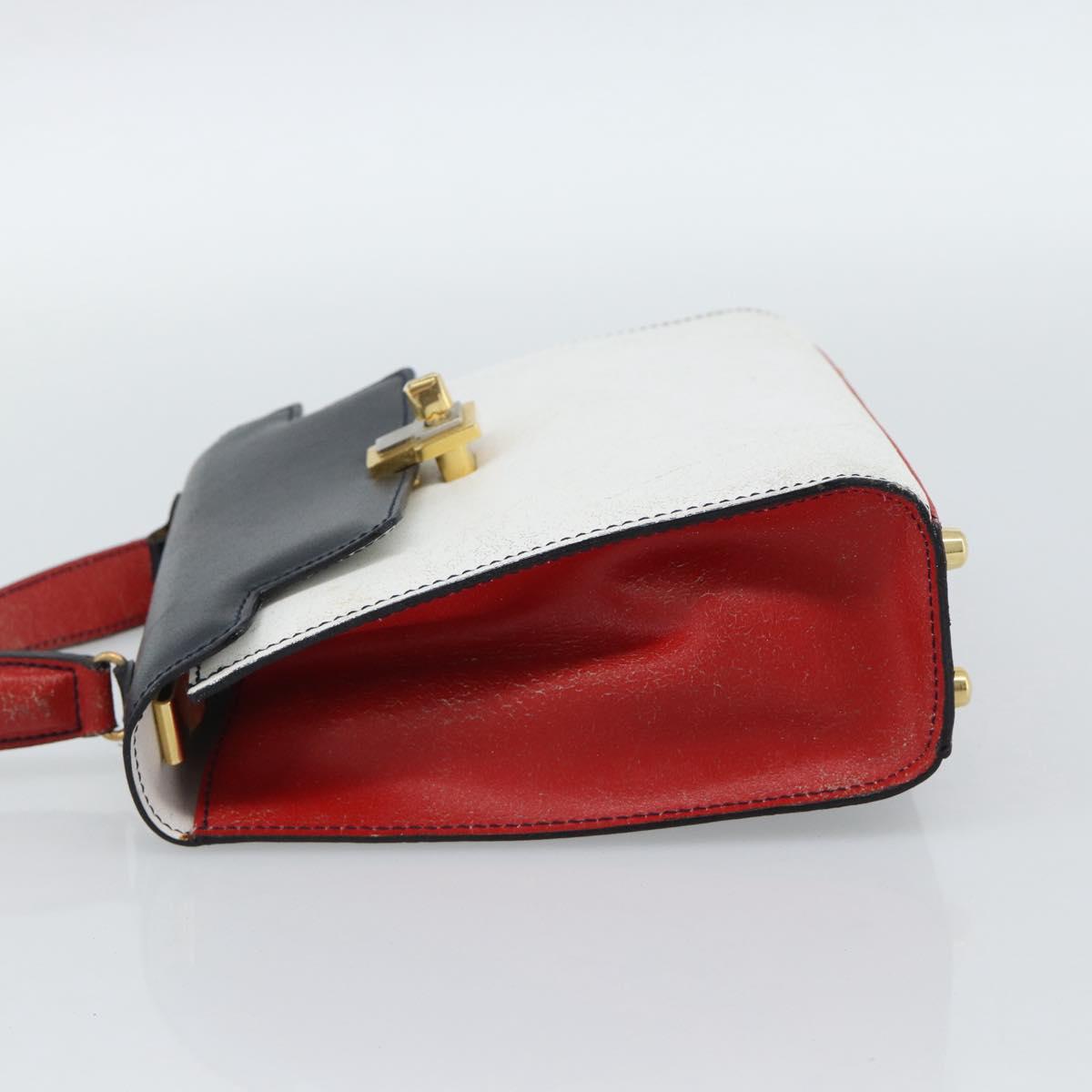 FENDI Hand Bag Leather White Auth 75458