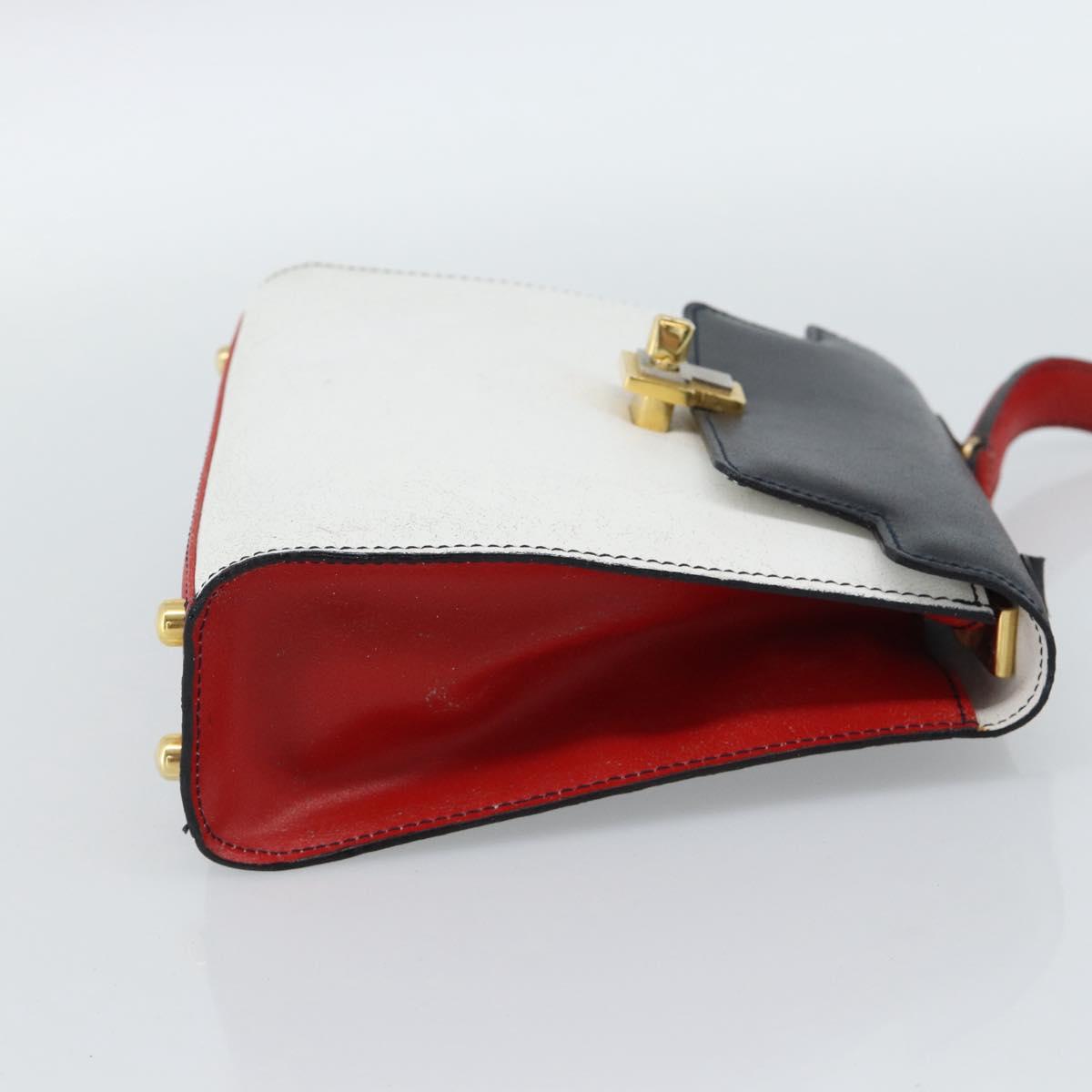 FENDI Hand Bag Leather White Auth 75458