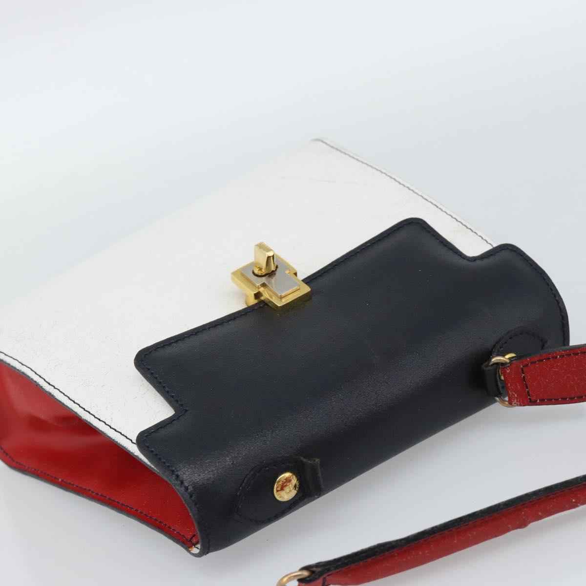 FENDI Hand Bag Leather White Auth 75458