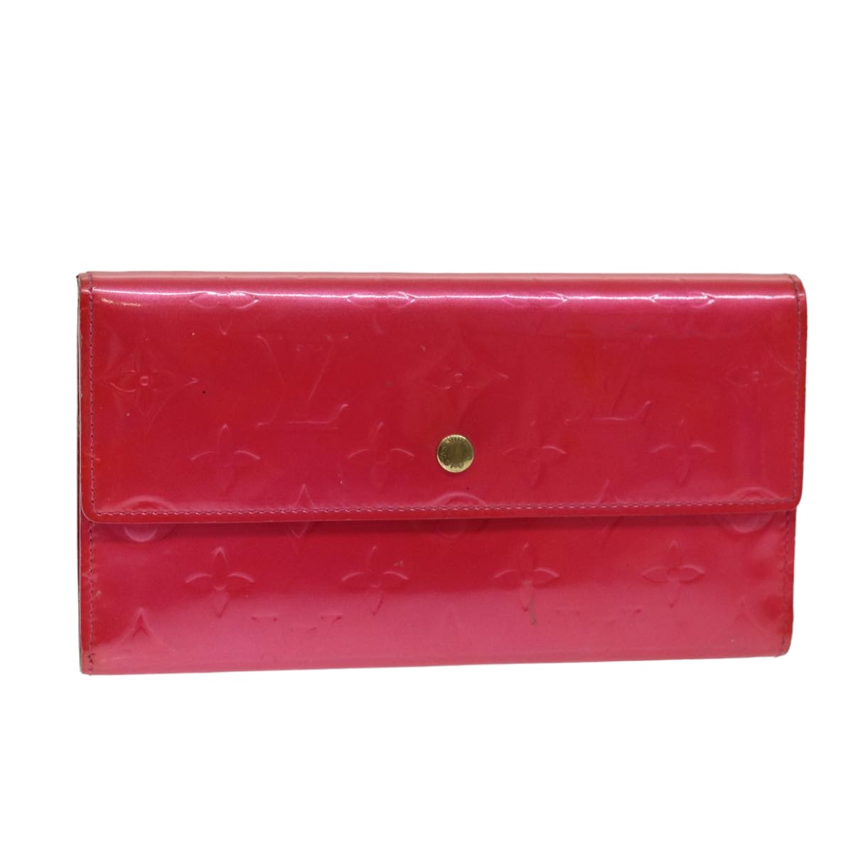 LOUIS VUITTON Vernis Porte Tresol International Wallet Pink M91246 LV Auth 75577